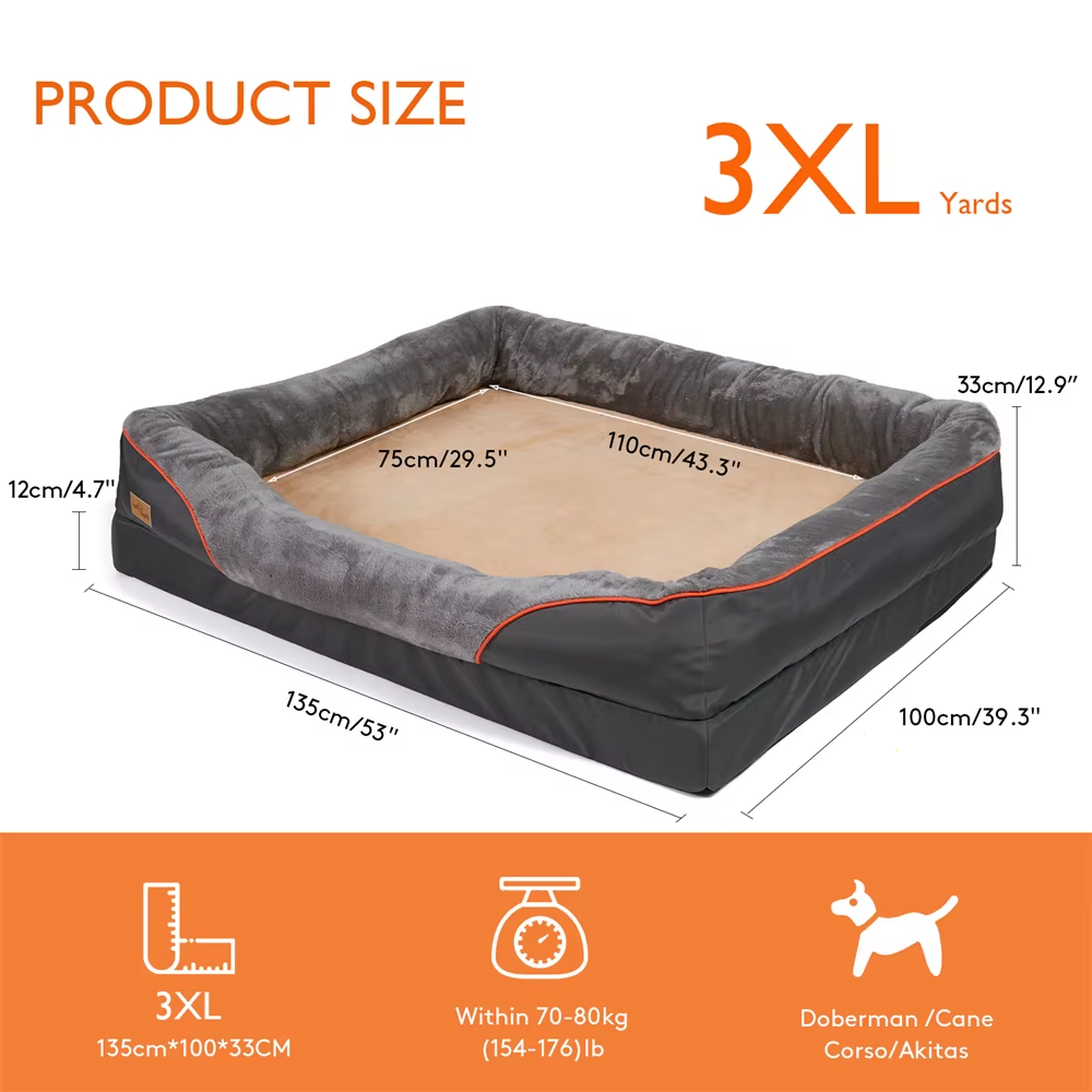 Jumbo Orthopedic Memory Foam Dog Bed - BORWART XPET368